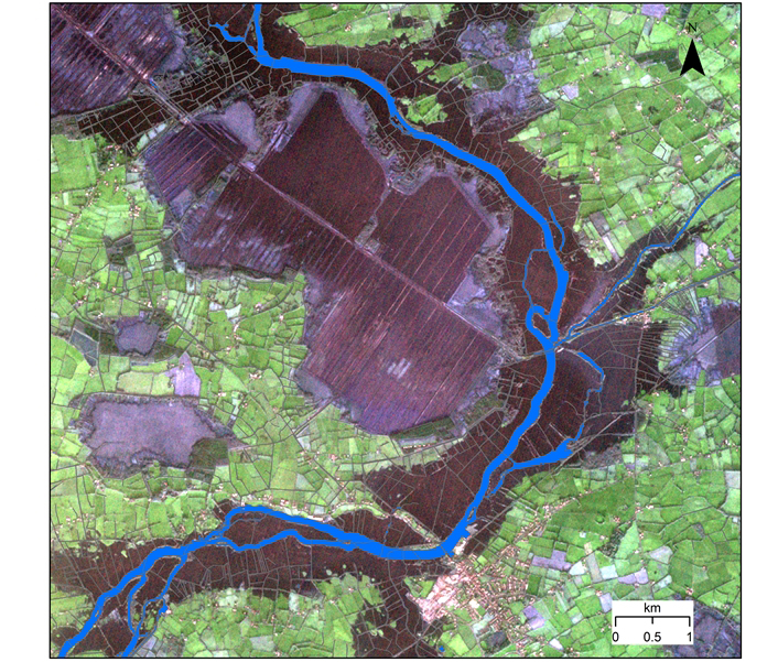 爱尔兰的洪水通过卫星的映射